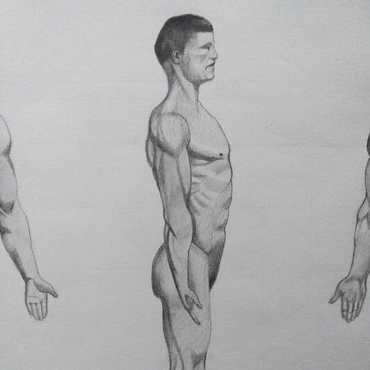 Human Figure Drawing - Side (Graphite on Paper)